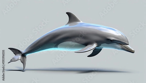 Obraz Dolphin side view, isolated background. Generative Ai