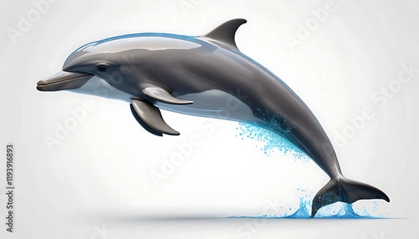 Obraz Dolphin side view, isolated background. Generative Ai