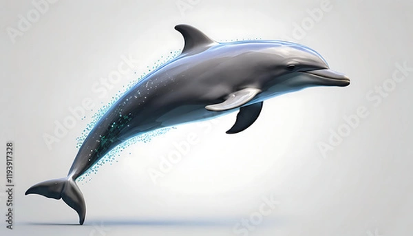 Obraz Dolphin side view, isolated background. Generative Ai