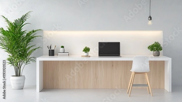 Fototapeta Minimalist Home Office Desk Setup - Minimalism