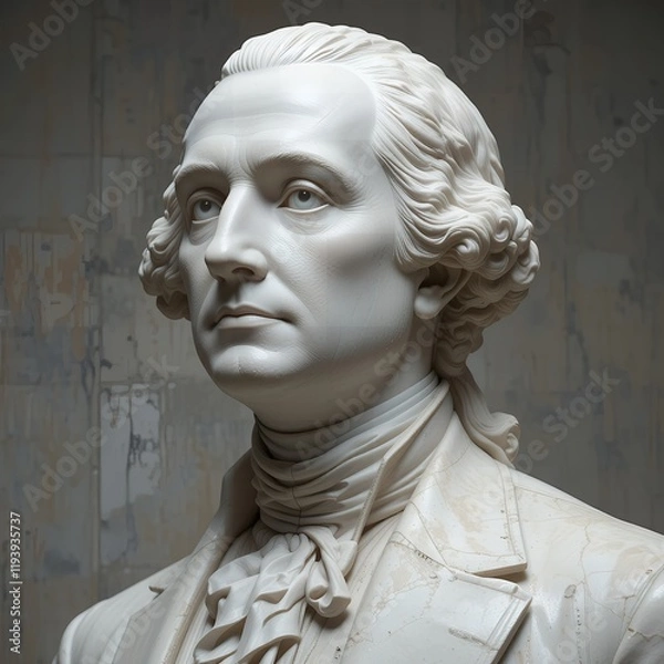 Fototapeta Profile view of Alexander Hamilton's marble bust. Genertive AI