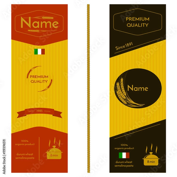 Obraz packaging for spaghetti and other pasta with the image of wheat ears