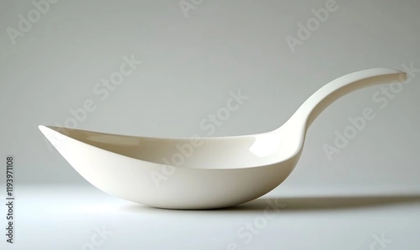 Fototapeta Elegant white ceramic serving spoon or bowl with a curved handle.