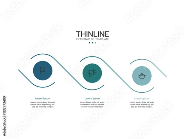 Obraz Informative circular process graphics with 3 steps sequence design for web pages.