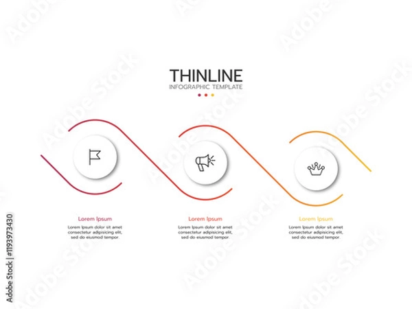 Obraz Informative circular process graphics with 3 steps sequence design for web pages.