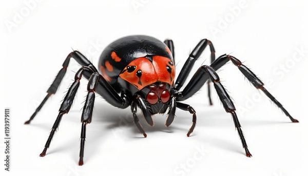 Obraz Black widow spider, png, redback, Latrodectus mactans or hasselti isolated, transparent background, generative ai