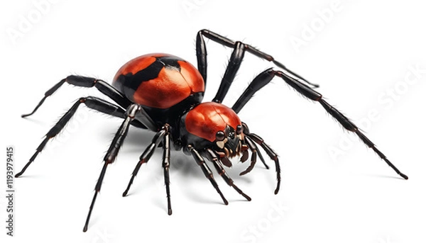 Obraz Black widow spider, png, redback, Latrodectus mactans or hasselti isolated, transparent background, generative ai
