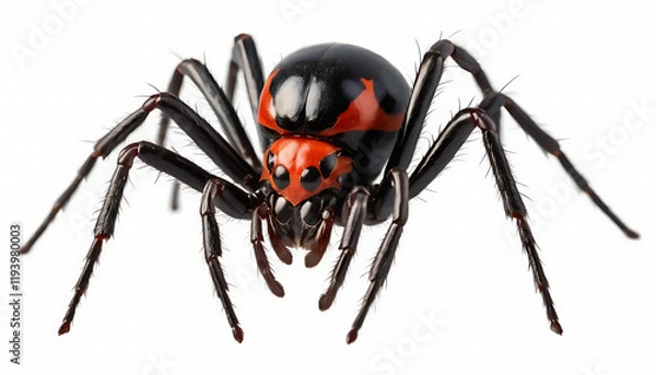 Obraz Black widow spider, png, redback, Latrodectus mactans or hasselti isolated, transparent background, generative ai