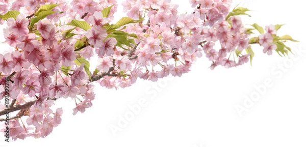 Fototapeta 河津桜が満開に咲く、透明な切抜き背景の春の素材