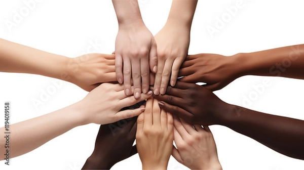 Fototapeta Diverse Hands United in Teamwork on a transparent background