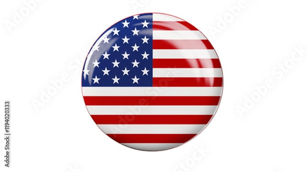 Fototapeta Patriotic American Flag Button Design on a transparent background