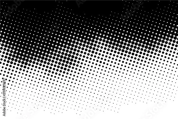 Fototapeta Black Dotted Texture on White Background . Modern Vector Art . Old Paper Effect with Comic Texture . Abstract Wall Design . Grunge Comic Texture Overlay . Vintage Paper Look	
