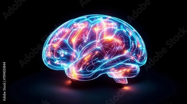 Fototapeta glowing brain, neural network, ai concept - ai
