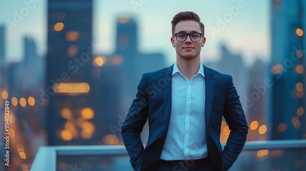 Fototapeta businessman with a city background