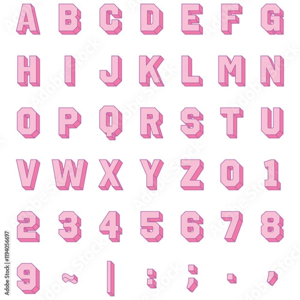 Obraz ピンクの立体アルファベット大文字