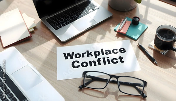 Fototapeta Workplace conflict and arguments among employee due to work disagreement