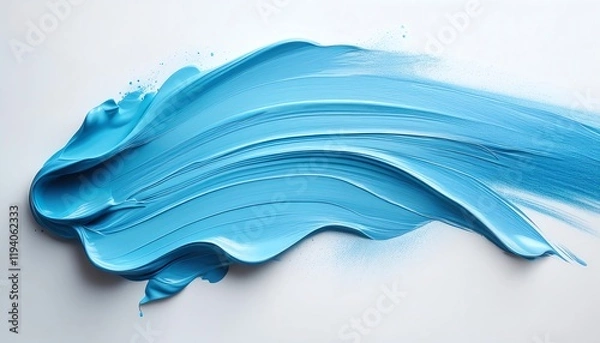 Fototapeta A smooth, flowing stroke of vibrant blue paint on a white surface, showcasing texture and color harmony.
