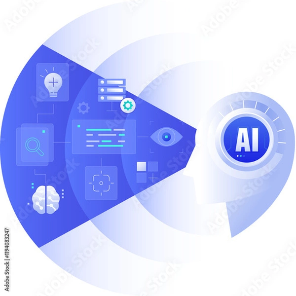 Fototapeta Agentic AI Workflow Automation, Artificial intelligence AI driven decision-making concept illustration clipart