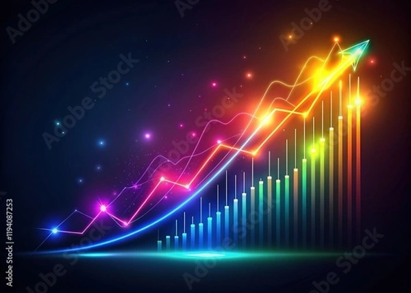 Obraz Long Exposure Photo of Vibrant Rising Graph - Business Growth & Success