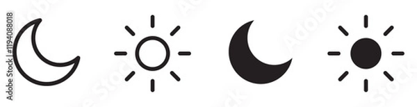 Fototapeta Sun and moon icon vector day and night icon set
