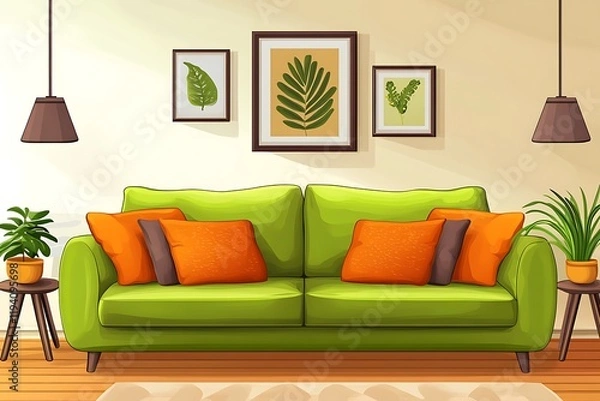 Fototapeta Green Sofa Living Room Interior Design