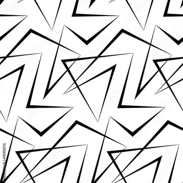 Fototapeta Abstract vector seamless white background of black lines.