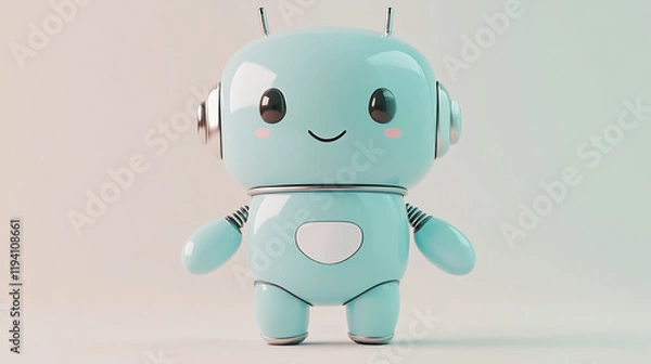 Fototapeta cute robot character 3d render kawaii