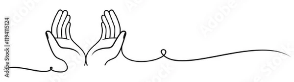 Fototapeta vector line art of praying hands