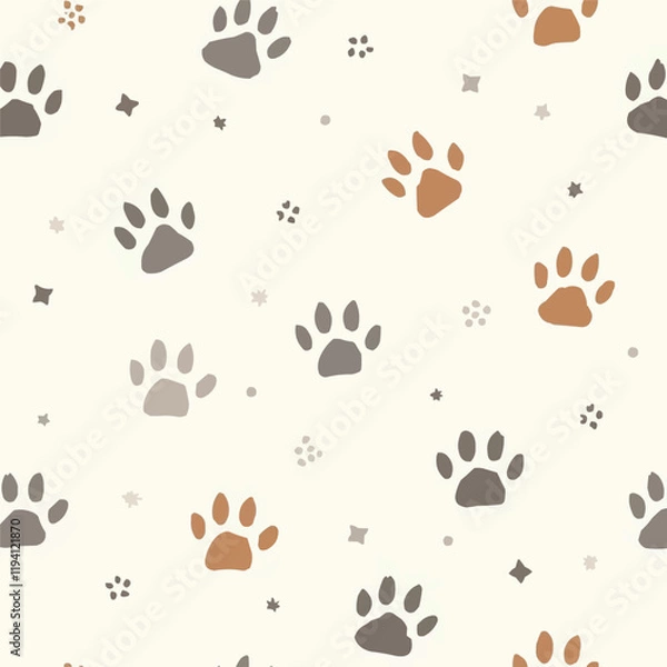 Obraz Cat paw cute pink shape seamless repeat pattern