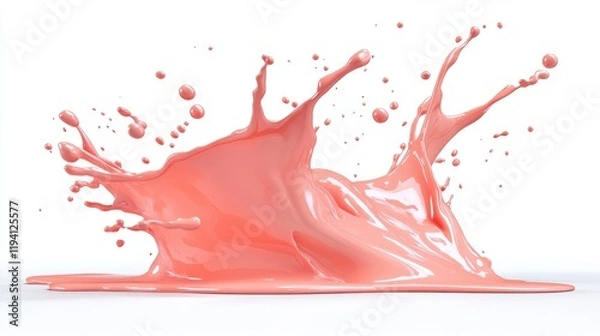 Fototapeta Splash of Pink Paint on White Background Captured in Motion