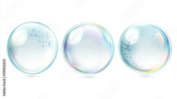 Fototapeta Transparent Water Bubbles with Soft Reflective Surfaces and Highlights
