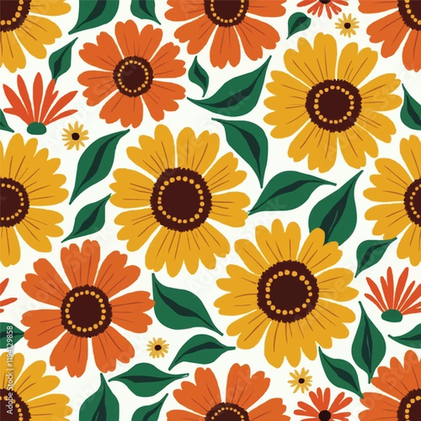 Fototapeta Retro Flower Pattern Clipart