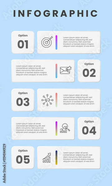 Fototapeta Modern vertical infographic template with 5 options
