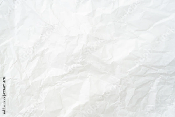 Fototapeta Top view and full frame of wrinkled or crumpled white paper texture used as crumpled white paper background texture in decorative art work