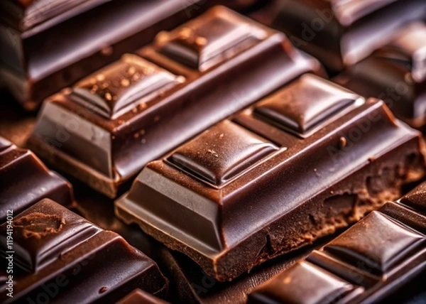 Obraz Dark Chocolate Background: Macro Photography of Rich, Cracked Texture