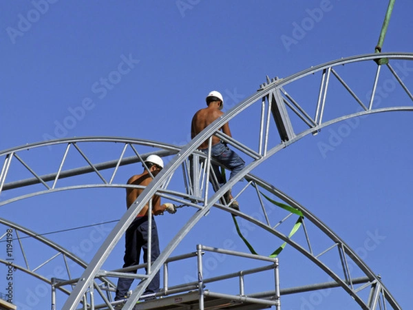 Fototapeta trabajadores construcción