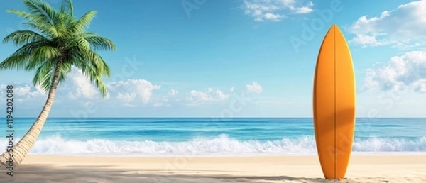 Fototapeta Tropical Beach Paradise Surfboard Summer Vacation Ocean Fun