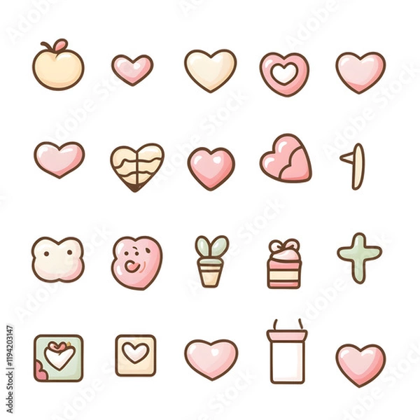 Fototapeta A set of icons a minimalist valentine days