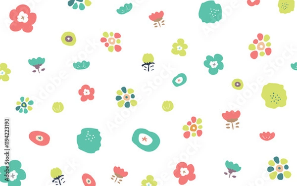 Fototapeta 北欧風のお花の背景A08　いろんな小さなお花
