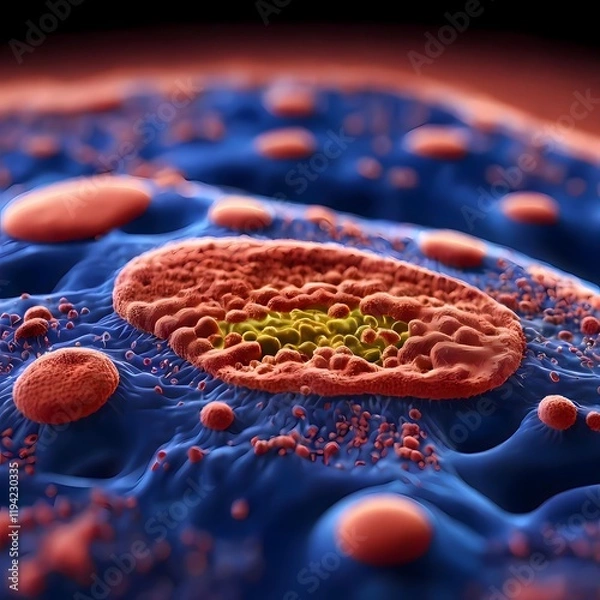 Fototapeta red blood cells flowing through microscope