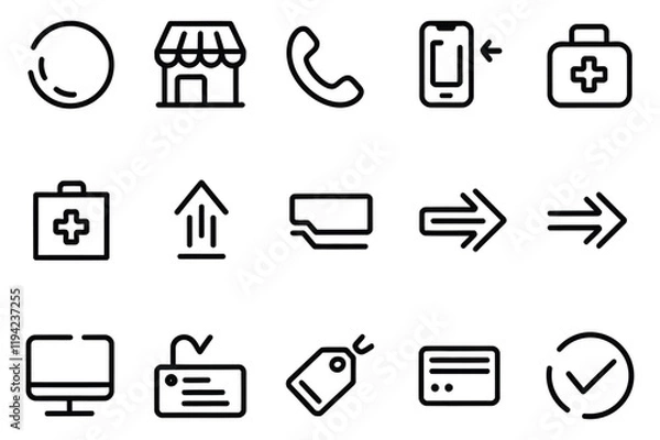 Fototapeta Minimalist Black Line Vector Icons Set for UI and UX Design