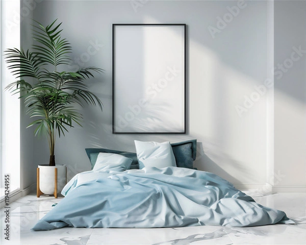 Fototapeta Bedroom with blank poster/photo with frame, version 3   