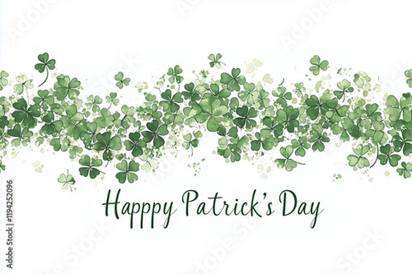 Fototapeta green background with flowers and leaves, st patrick day background