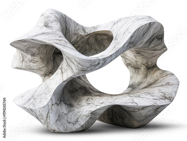 Obraz Abstract marble sculpture with fluid, organic shapes for modern decor. 
