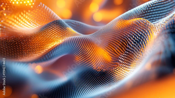 Fototapeta Colorful abstract waves create a dynamic visual experience in a digital landscape