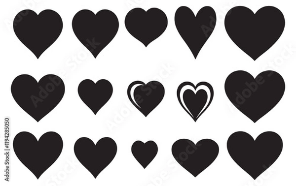 Fototapeta set of different heart shape vector icon illustration