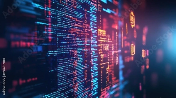 Obraz Digital code streaming, futuristic technology, data flow, network background, tech illustration