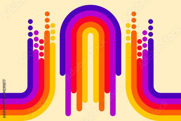 Obraz Abstract Colorful Geometric Design with Retro Style Circular Patterns