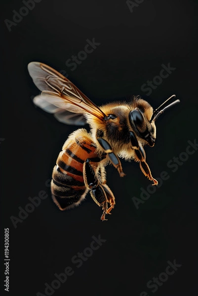 Obraz bee on black background