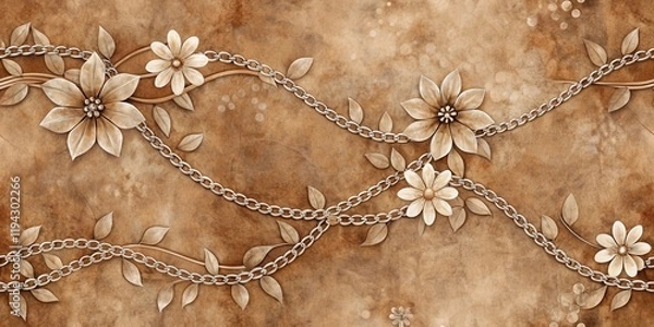 Fototapeta Elegant Floral Chain Design on Textured Background with Delicate Accents